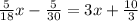 \frac{5}{18}x-\frac{5}{30}=3x+\frac{10}{3}