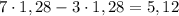 7\cdot1,28-3\cdot1,28=5,12