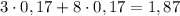 3\cdot0,17+8\cdot0,17=1,87