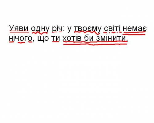 Повний синтаксичний розбір речення - уяви одну річ: у твоєму світі немає нічого, що ти хотів би змін