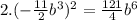 2.(-\frac{11}{2}b^{3})^{2}=\frac{121}{4}b^{6}