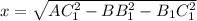 x=\sqrt{AC_{1}^2-BB_{1}^2-B_{1}C_{1}^2}