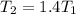 T_{2}=1.4T_{1}