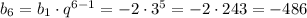 b_6=b_1\cdot q^{6-1}=-2\cdot3^5=-2\cdot243=-486