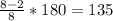 \frac{8-2}{8} *180 = 135