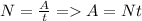 N=\frac{A}{t}=A=Nt