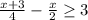 \frac{x+3}{4}-\frac{x}{2}\geq3