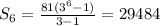 S_{6}=\frac{81(3^{6}-1)}{3-1}=29484