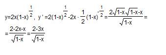 Найти производну y=2*x* корень из(1-х) при каких значениях а функция у=(5/3)а*х^3-30x^2+5*(a+9)x-7 в