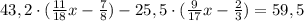 43,2\cdot(\frac{11}{18}x-\frac{7}{8})-25,5\cdot(\frac{9}{17}x-\frac{2}{3})=59,5