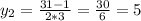 y_{2}=\frac{31-1}{2*3}=\frac{30}{6}=5