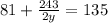 81+\frac{243}{2y}=135