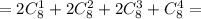 =2C_8^1+2C_8^2+2C_8^3+C_8^4=