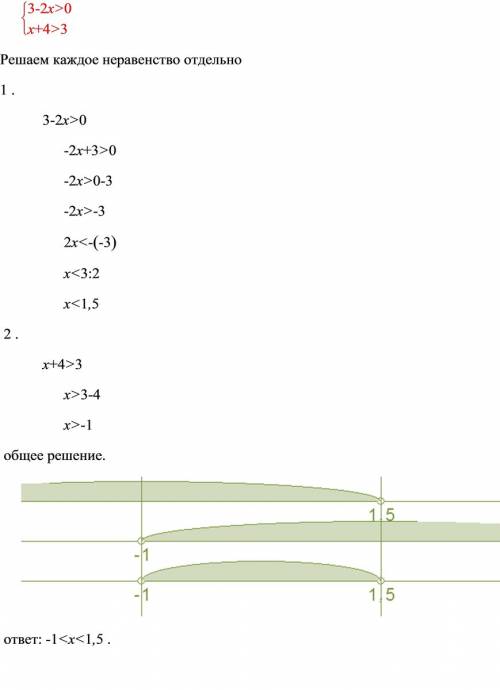 Решите систему неравенств : 3-2ч> 0; x+4> 3