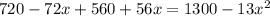 720-72x+560+56x}=1300-13x^{2}