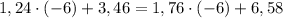 1,24\cdot(-6)+3,46=1,76\cdot(-6)+6,58