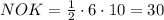 NOK=\frac{1}{2} \cdot6\cdot10=30