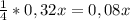  \frac{1}{4} *0,32x = 0,08x