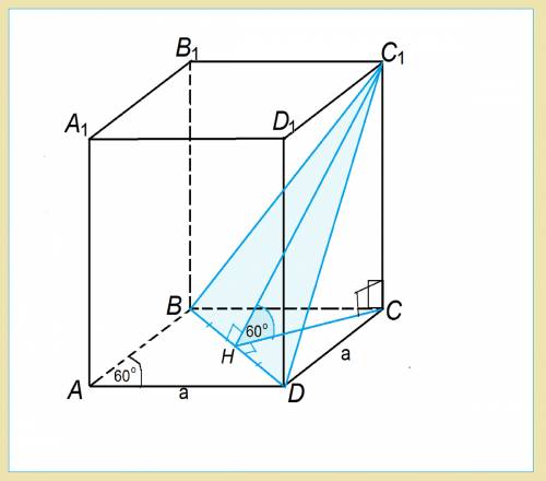 Восновании прямого параллелепипеда abcda1b1c1d1 лежит ромб abcd со стороной,равной а,и углом bad,рав
