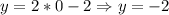 y=2*0-2 \Rightarrow y=-2