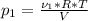 p_{1}=\frac{\nu_{1}*R*T}{V}