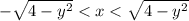 -\sqrt{4 - y^2} < x < \sqrt{4 - y^2}