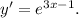 y'=e^{3x-1}.