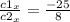 \frac{c1_x}{c2_x}=\frac{-25}{8} 