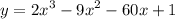 \displaystyle y=2x^3-9x^2-60x+1