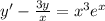 y' - \frac{3y}{x}=x^3e^x