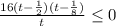 \frac{16(t-\frac{1}{2})(t-\frac{1}{8})}{t}\leq0