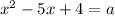 x^{2}-5x+4=a