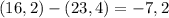 (16,2)-(23,4)=-7,2