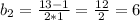 b_{2}=\frac{13-1}{2*1}=\frac{12}{2}=6