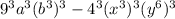 9^3a^3(b^3)^3-4^3(x^3)^3(y^6)^3