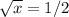 \sqrt{x}=1/2