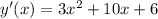 y'(x)=3x^2+10x+6