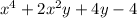 x^4+2x^2y+4y-4