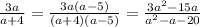  \frac{3a}{a + 4} = \frac{3a(a - 5)}{(a + 4)(a - 5)} = \frac{3 a^{2} - 15a }{ a^{2} - a - 20 } 