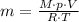 m=\frac{M\cdot p\cdot V}{R\cdot T}