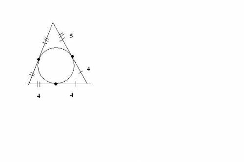 1) вычислите периметр равнобедренного треугольника ,если окружность,вписанная в треугольник ,точкой 