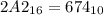 2A2_{16}=674_{10}