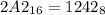 2A2_{16}=1242_{8}