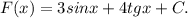 F(x)=3sinx+4tgx+C.