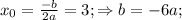 x_0= \frac{-b}{2a}=3; \Rightarrow b=-6a;