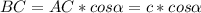 BC=AC*cos\alpha=c*cos\alpha