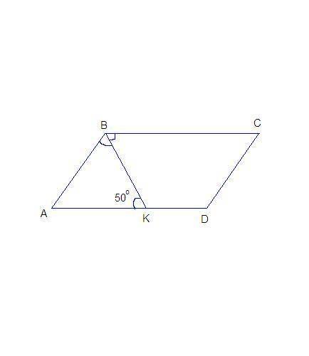 Впараллелограмме abcd луч bk - биссектриса угла abc. найдите углы параллелограмма abcd, если угол bk