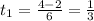 t_1= \frac{4-2}{6}= \frac{1}{3} 