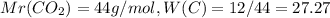 Mr(CO_{2})=44g/mol,W(C)=12/44=27.27