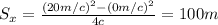 S_{x}=\frac{(20m/c)^2-(0m/c)^2}{4c}=100m